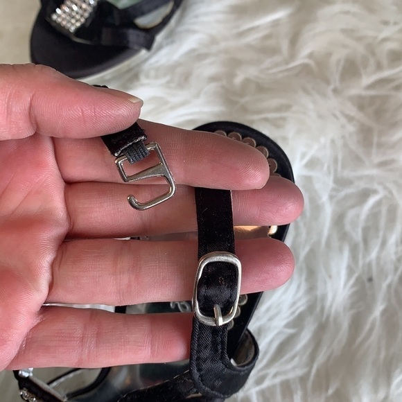 SUPER Me Black/Silver Jeweled Strappy Anklet Heels Platform Sandal SizeEU38 - Picture 8 of 13